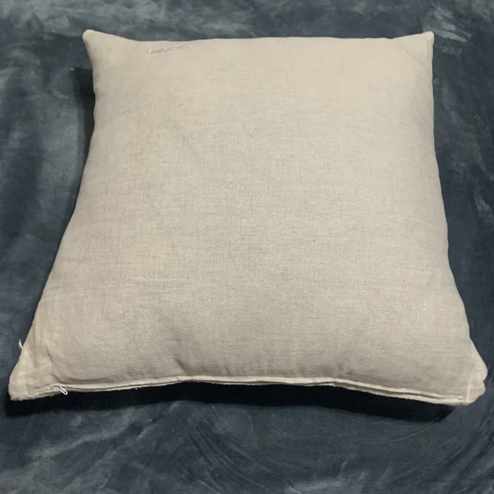 House of Cindy Striped Decorative Linen Throw Pillow Cream Beige Off-White 21x21